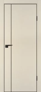 Межкомнатная дверь P-21  черный молдинг PET,  кромка ABS черная c 4-х ст. Бежевый матовый